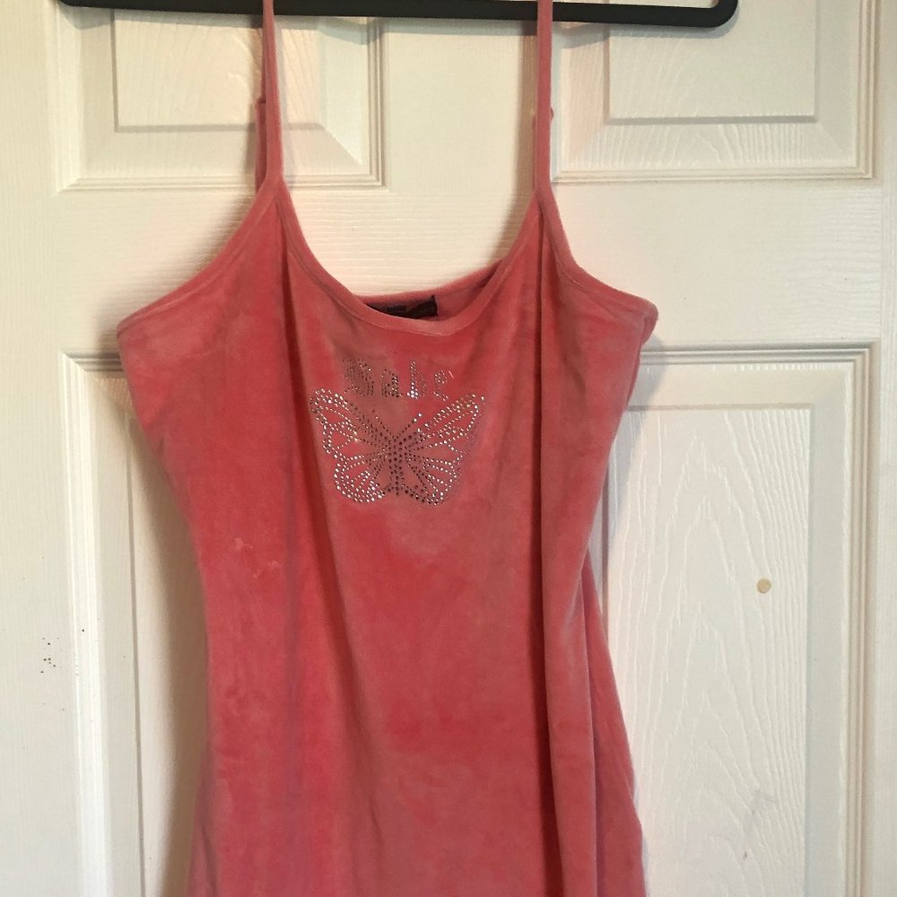 New Babe-Pink Velour Spaghetti Strap Bodycon Dress- Womens Size XL